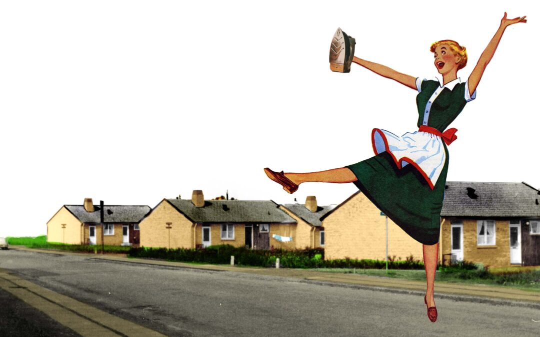 Børn om benene og far på arbejde